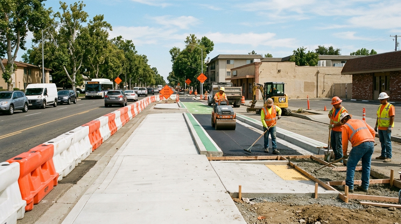 Complete-streets construction project in Sacramento County