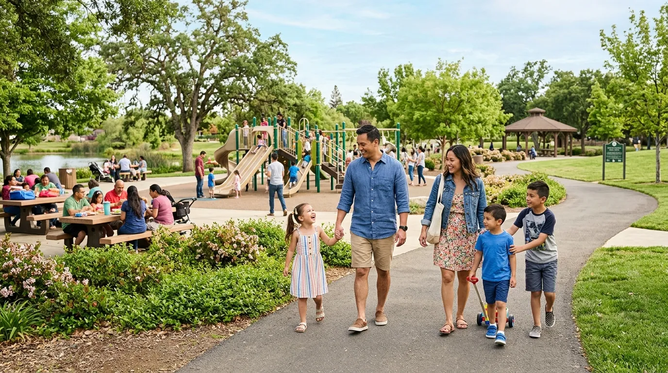 Family enjoying a community park outing in Elk Grove