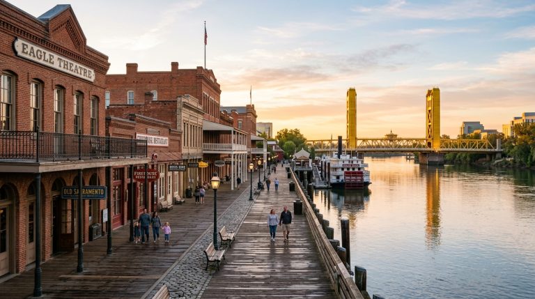Historic Old Sacramento Waterfront beside the Sacramento River