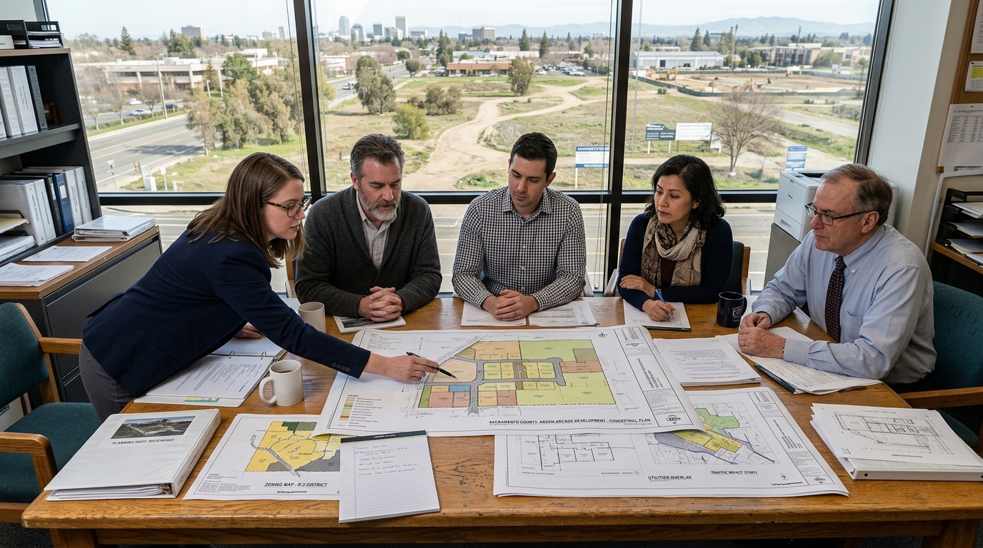 Planning documents for a proposed Sacramento County development