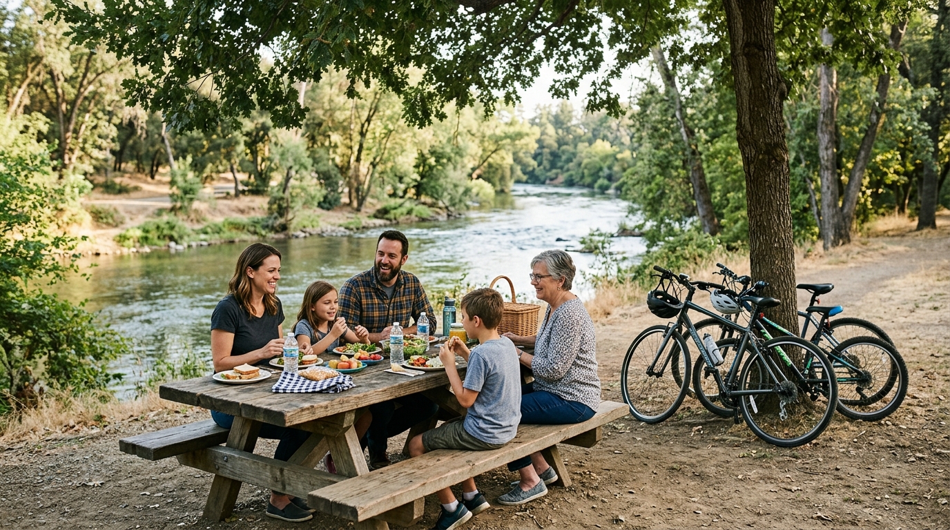 Riverside picnic near the American River Parkway in Sacramento County