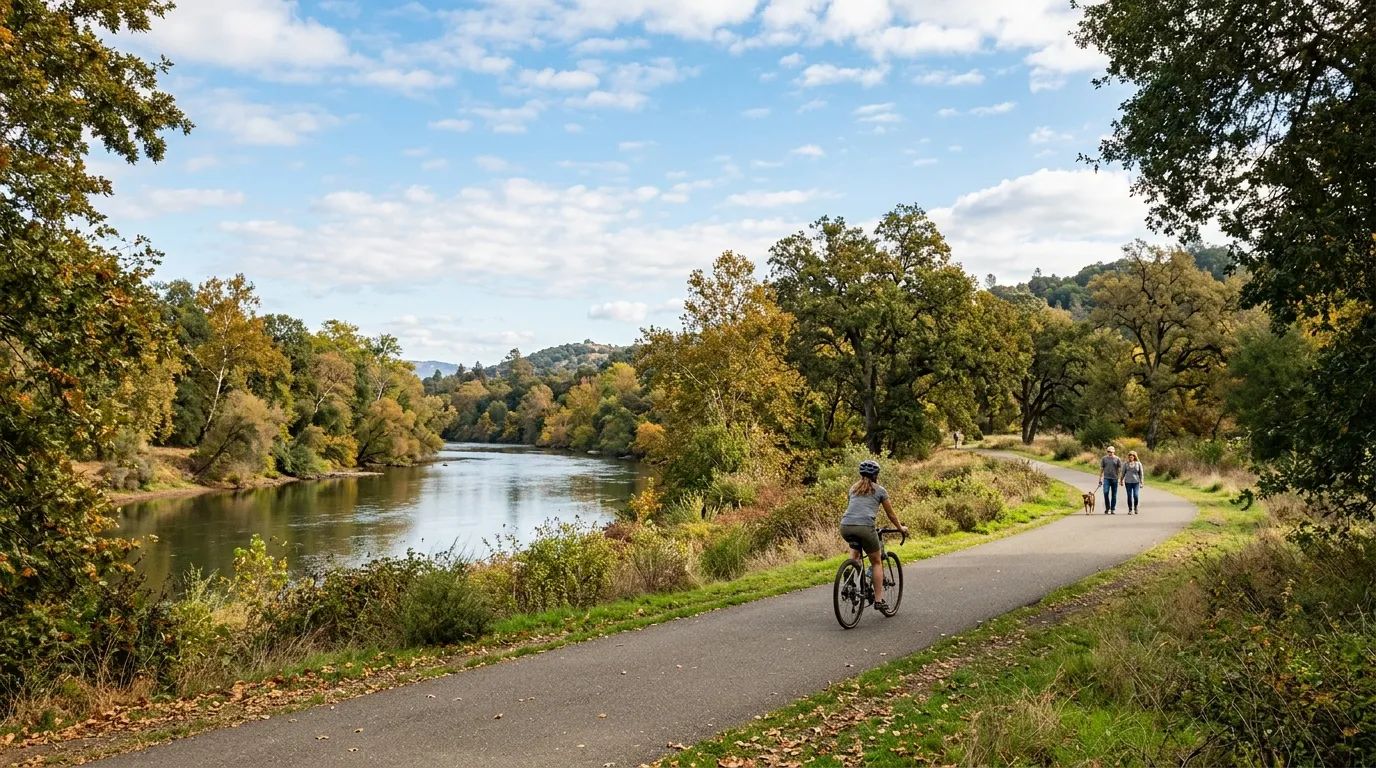 Scenic outdoor park and trail landscape in Sacramento County