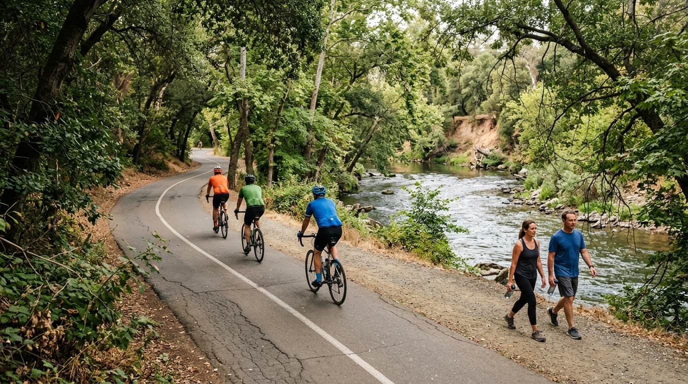 Shared Jedediah Smith Memorial Trail along the American River Parkway